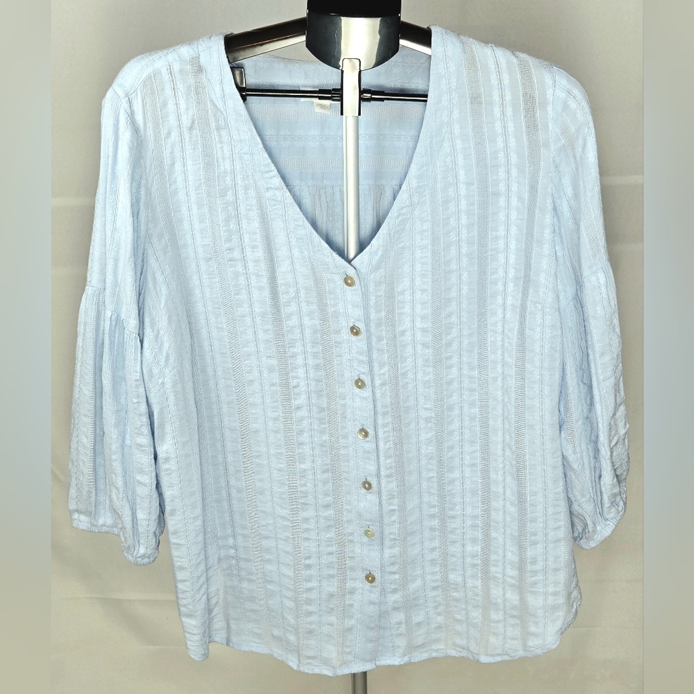 J. Jill Boho Minimalist Balloon Sleeve Coastal Tunic, XL Petite